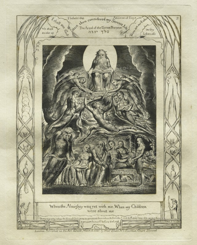 The Book of Job: Pl. 2, When the Almighty was yet with me, When my Children?, 1825. Creator: William Blake (British, 1757-1827).