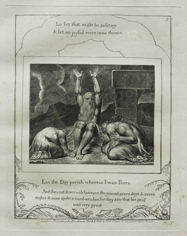 The Book of Job: Pl. 8, Let the Day perish wherein I was Born, 1825. Creator: William Blake (British, 1757-1827).