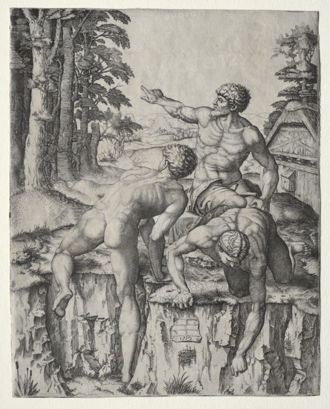 The Climbers (Three Figures from Michelangelo's Battle of Cascina), 1510. Creator: Marcantonio Raimondi (Italian, 1470/82-1527/34).