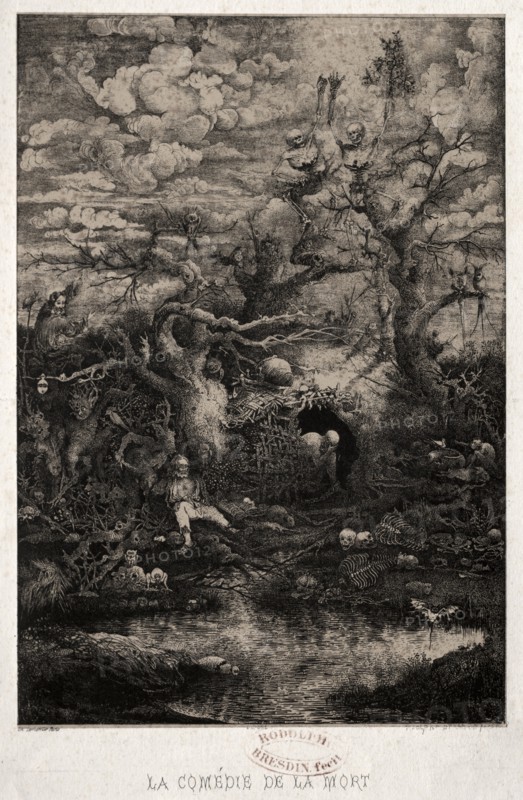 The Comedy of Death, 1854. Creator: Rodolphe Bresdin (French, 1822-1885); Lemercier.