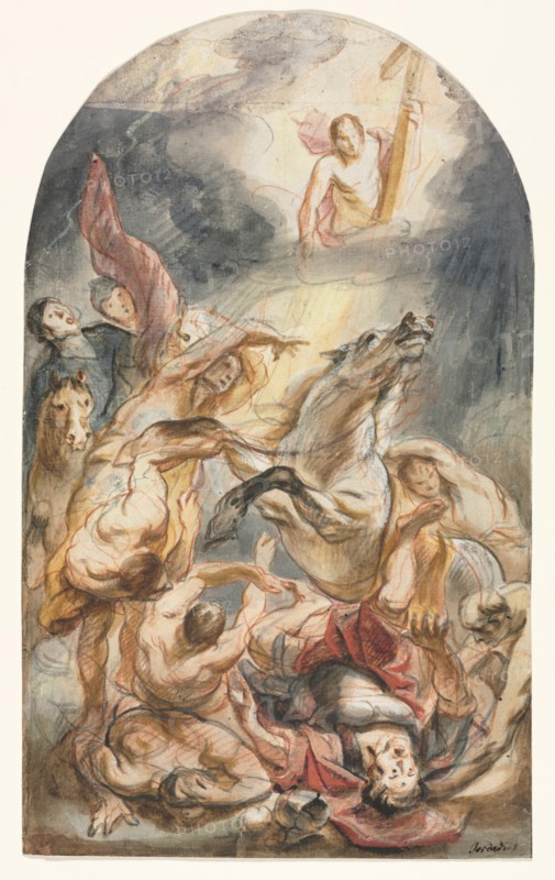 The Conversion of Saul with Christ and the Cross, c. 1645-1647. Creator: Jacob Jordaens (Flemish, 1593-1678).