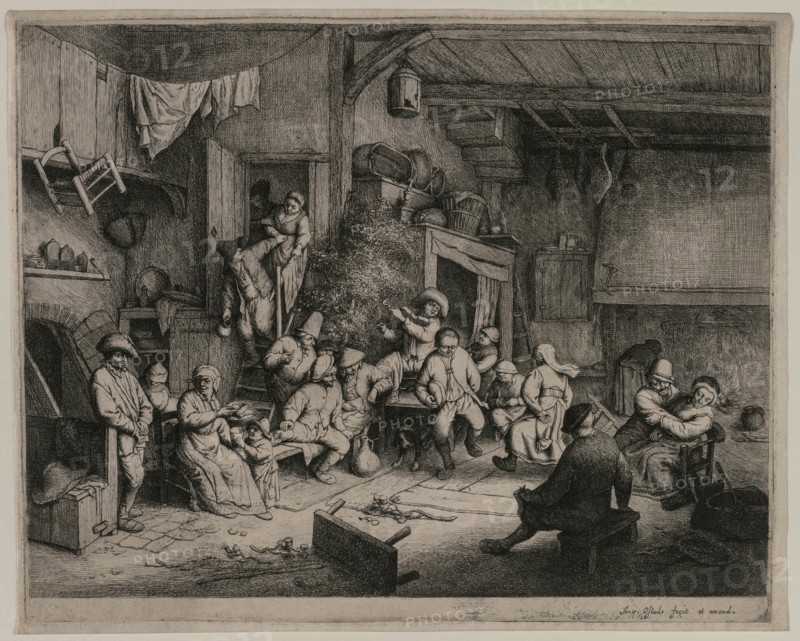 The Dance in the Inn, 1652. Creator: Adriaen van Ostade (Dutch, 1610-1684).