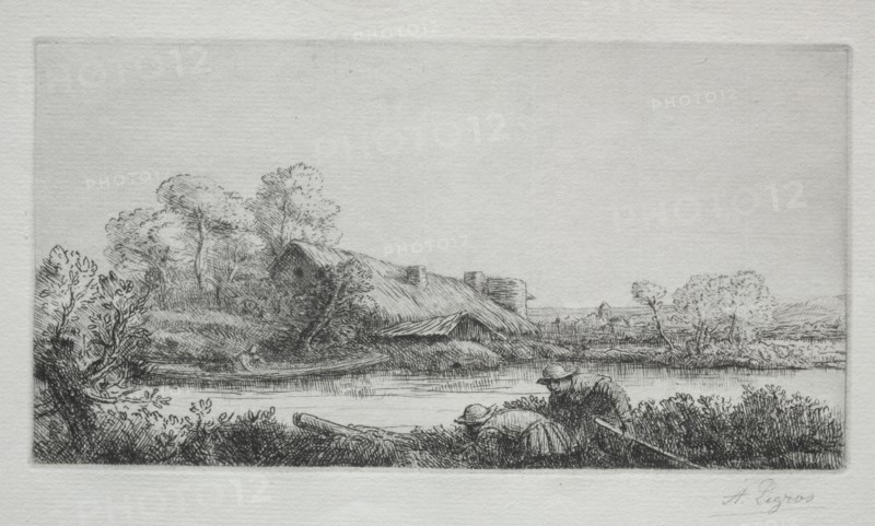 The Farm on the River (La Ferme Sur La Rivière: Effet Du Soir). Creator: Alphonse Legros (French, 1837-1911).