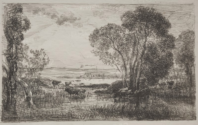 The Hydraulic Machine, original impression 1862, printed in 1921. Creator: Charles François Daubigny (French, 1817-1878).