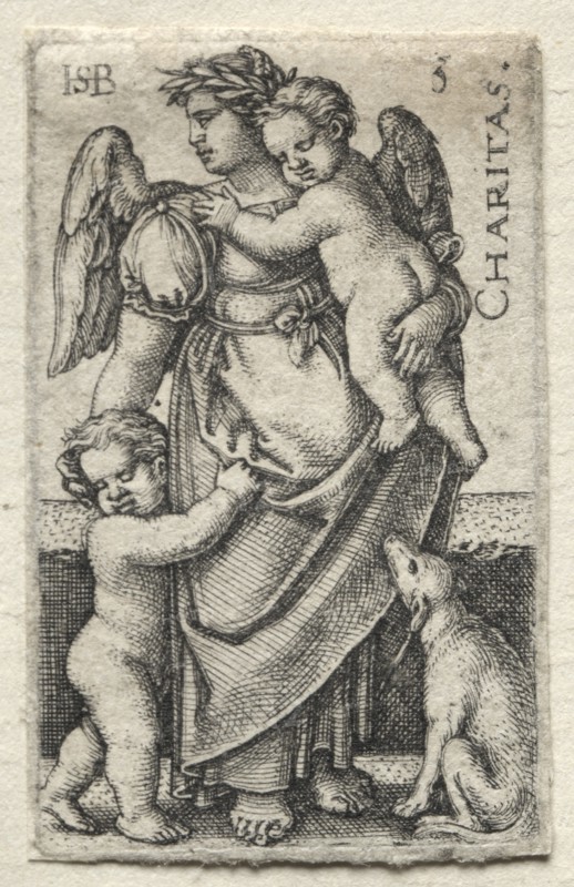 The Knowledge of God and the Seven Cardinal Virtues: Charity - Charitas. Creator: Hans Sebald Beham (German, 1500-1550).