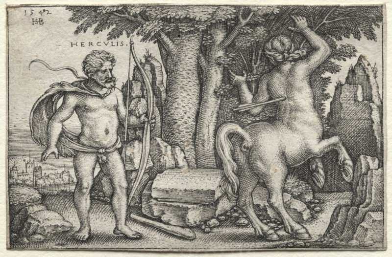 The Labors of Hercules: Hercules and Nessus, 1542. Creator: Hans Sebald Beham (German, 1500-1550).