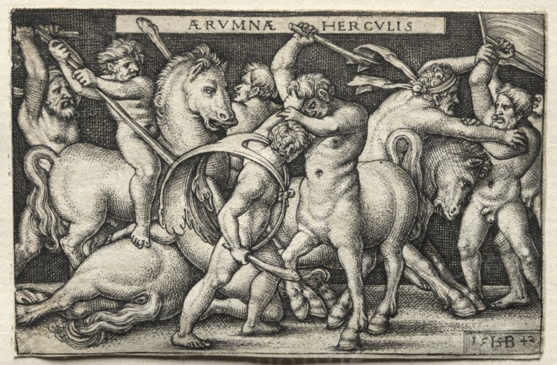 The Labors of Hercules: Hercules Defeating the Centaurs, 1542. Creator: Hans Sebald Beham (German, 1500-1550).
