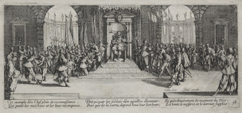 The Large Miseries of War: Distribution of Recompense, 1633. Creator: Jacques Callot (French, 1592-1635).