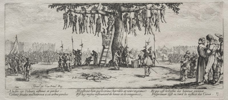 The Large Miseries of War: The Hanging, 1633. Creator: Jacques Callot (French, 1592-1635).