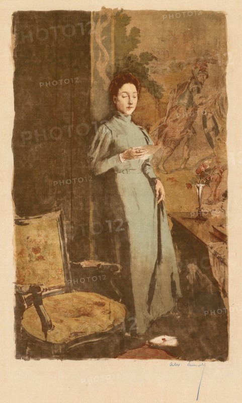 The Letter (La Lettre), 1894. Creator: Alexandre Lunois (French, 1863-1916).