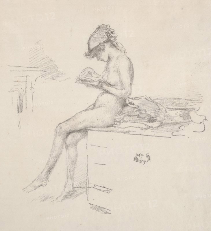The Little Nude Model Reading, 1890. Creator: James McNeill Whistler (American, 1834-1903).