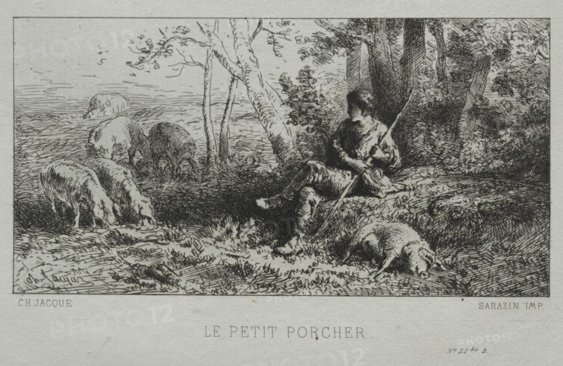 The Little Swineherd. Creator: Charles-Émile Jacque (French, 1813-1894).