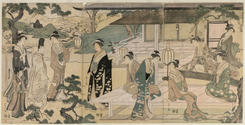 The Matsukaze Chapter of the Tale of Genji (from the series The Tale of Genji?, c. 1791. Creator: Ch?bunsai Eishi (Japanese, 1756-1829).