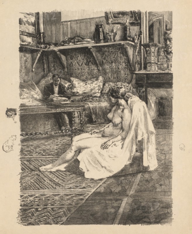 The Model Session (La Séance de modèle), c. 1895. Creator: Alexandre Lunois (French, 1863-1916).