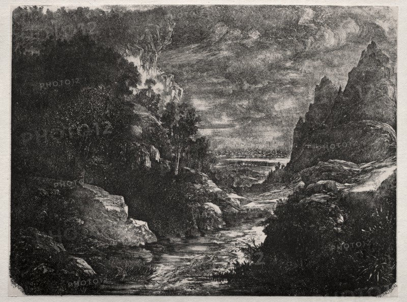 The Mountain Stream, 1871. Creator: Rodolphe Bresdin (French, 1822-1885).