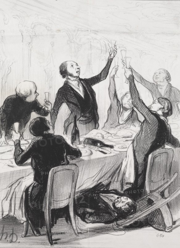 The Philanthropists of the Day, plate 8: A 43d Toast...to the Temperance Society, 1844. Creator: Honoré Daumier (French, 1808-1879).