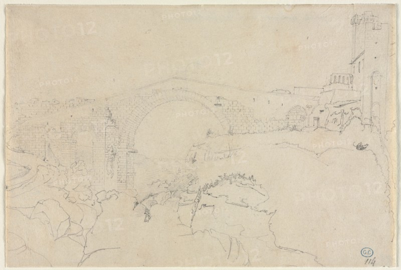 The Ponte dellAbbadia at Vulci, first half 19th century. Creator: Jean-Auguste-Dominique Ingres (French, 1780-1867), follower of.