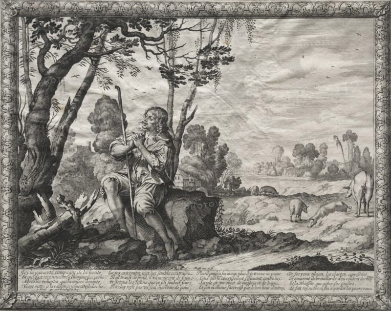 The Prodigal Son: The Prodigal Tending the Pigs. Creator: Abraham Bosse (French, 1602-1676).