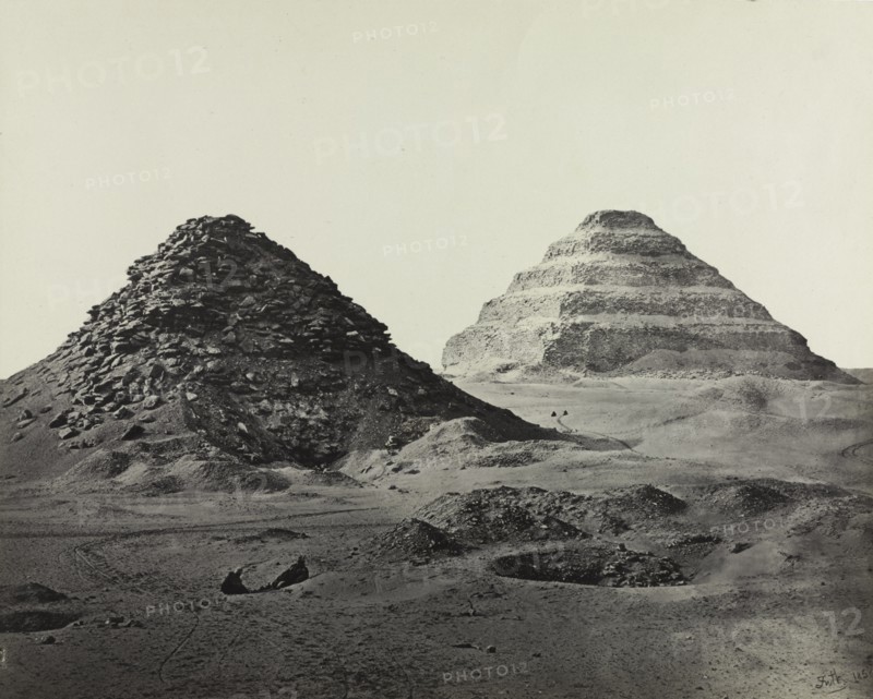 The Pyramids of Saqqara, from the Northeast, 1858. Creator: Francis Frith (British, 1822-1898); William Mackenzie.