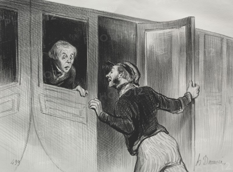 The Railroads, plate 11: The Hazard of Sleeping on a Journey, 1843. Creator: Honoré Daumier (French, 1808-1879); Aubert.