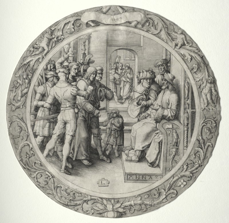 The Round Passion: Christ before the High Priest, 1509. Creator: Lucas van Leyden (Dutch, 1494-1533).