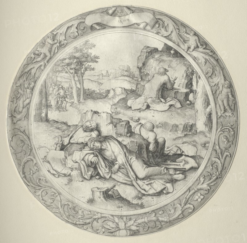 The Round Passion: Christ in Gethsemane (Agony in the Garden), 1509. Creator: Lucas van Leyden (Dutch, 1494-1533).