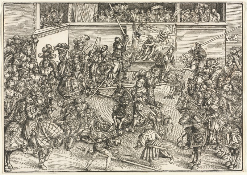 The Second Tournament with the Tapestry of Sampson and the Lion, 1509. Creator: Lucas Cranach (German, 1472-1553).