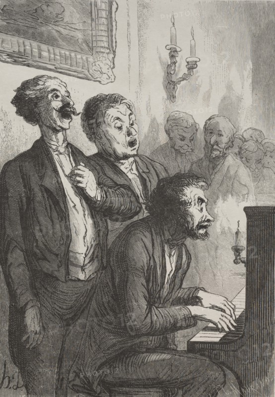The Singers: The Singers in the Salon. Creator: Honoré Daumier (French, 1808-1879).