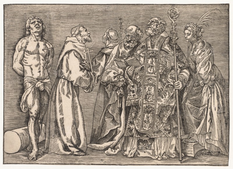 The Six Saints, c. 1535. Creator: Niccolo Boldrini (Italian, c. 1500-aft 1566).