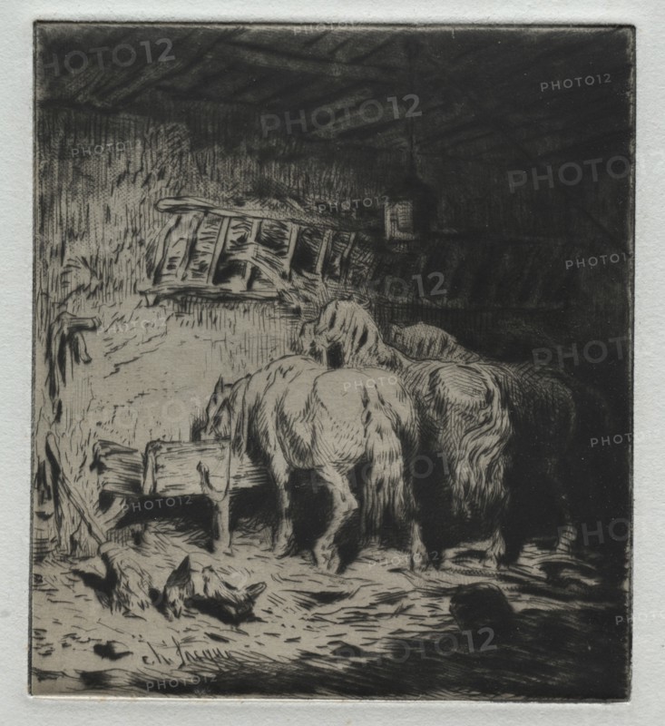 The Stable. Creator: Charles-Émile Jacque (French, 1813-1894).