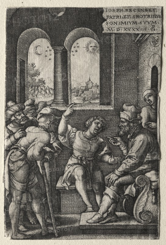 The Story of Joseph: Joseph Recounting his Dreams to his Father, 1544. Creator: Georg Pencz (German, c. 1500-1550).