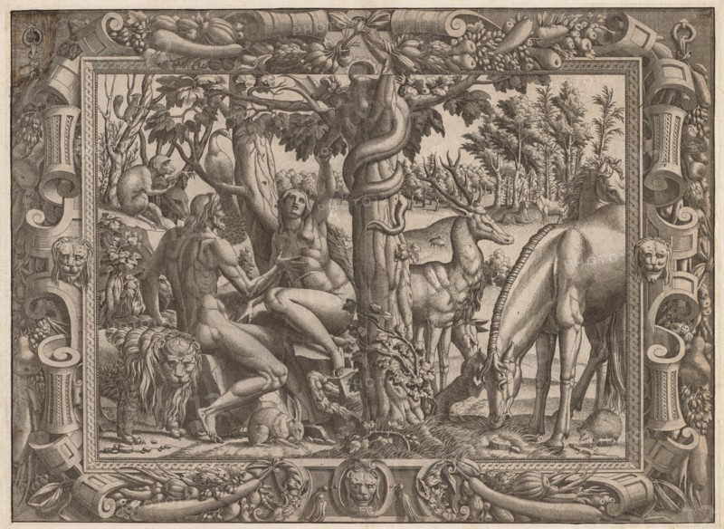 The Temptation of Eve, c. 1545/1547. Creator: Jean Mignon (French).
