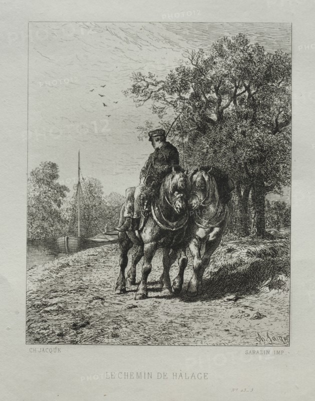 The Tow Path. Creator: Charles-Émile Jacque (French, 1813-1894).