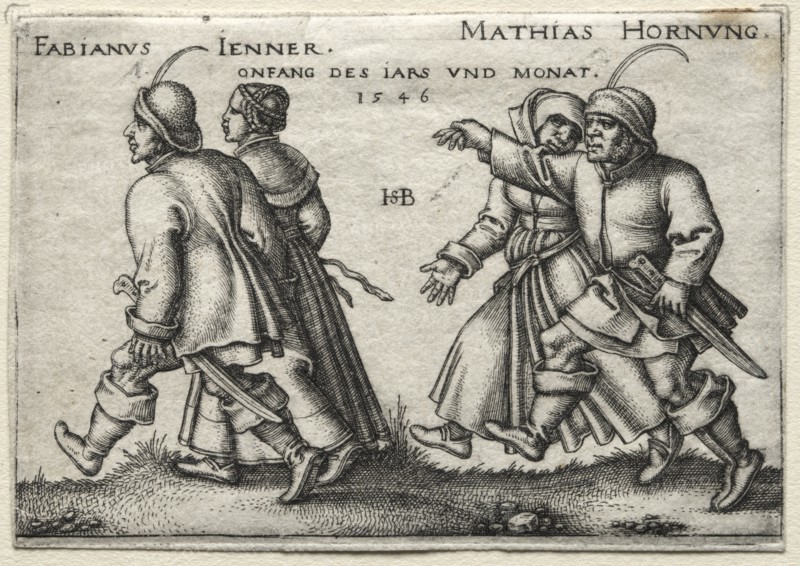 The Village Wedding: Fabianus Jenner / Mathias Hornung, 1546. Creator: Hans Sebald Beham (German, 1500-1550).