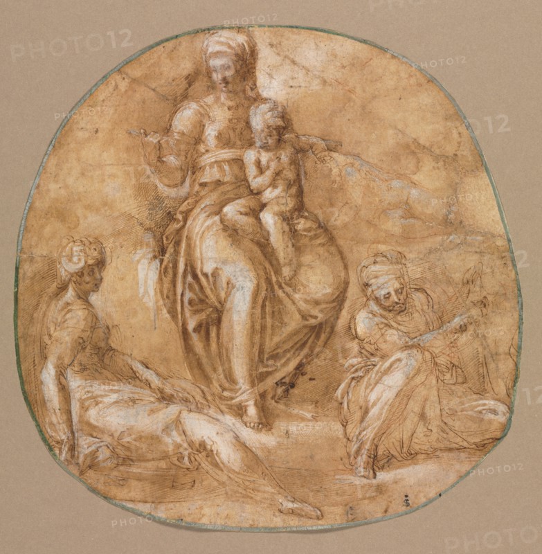 The Virgin and Child with St. Catherine of Alexandria and an Elderly Female Saint?, c. 1545. Creator: Battista Franco (Italian, c. 1510-1561).