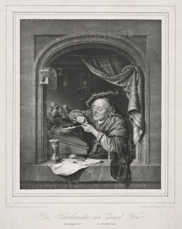 The Writing-Master of the Old Schoolmaster, 1836. Creator: Franz Seraph Hanfstaengl (German, 1804-1877).