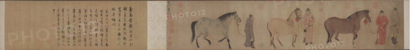 Three Horses and Four Grooms, c. 1320s. Creator: Ren Renfa (Chinese, 1254-1328).