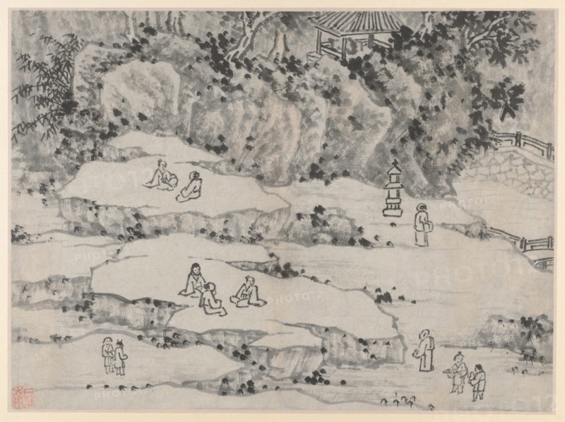Twelve Views of Tiger Hill, Suzhou: The Nodding Stone Terrace, Tiger Hill..., after 1490. Creator: Shen Zhou (Chinese, 1427-1509).
