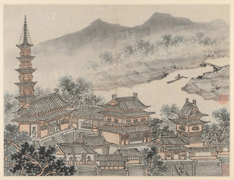 Twelve Views of Tiger Hill, Suzhou: The Thousand Buddha Hall and the Pagoda?, after 1490. Creator: Shen Zhou (Chinese, 1427-1509).