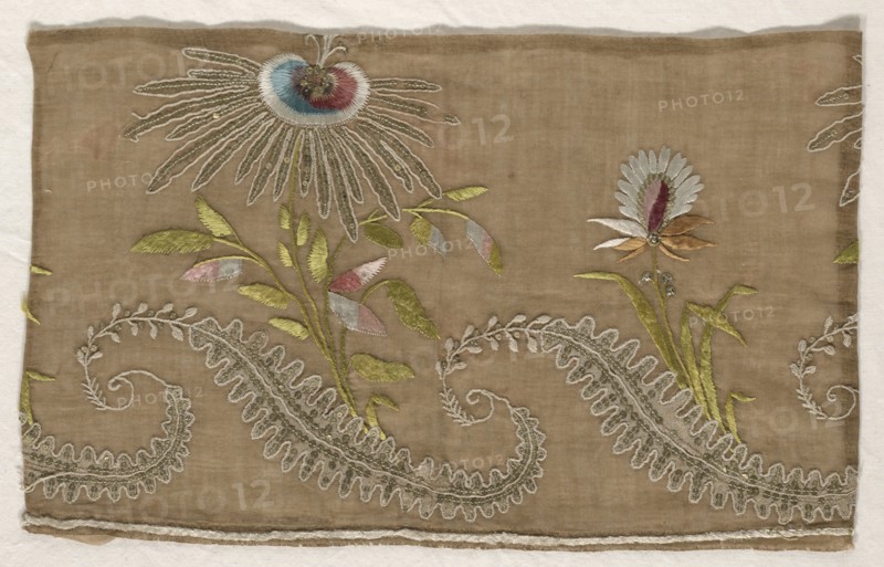 Two Fragments of Embroidery, 18th century. Creator: Unknown.