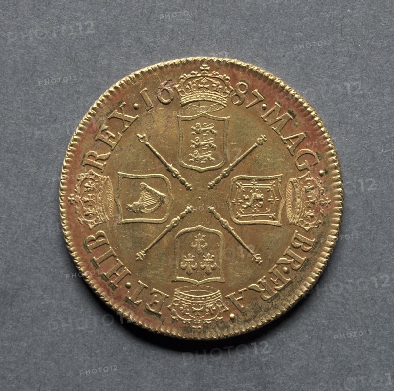 Two Guineas (reverse), 1687. Creator: Unknown.