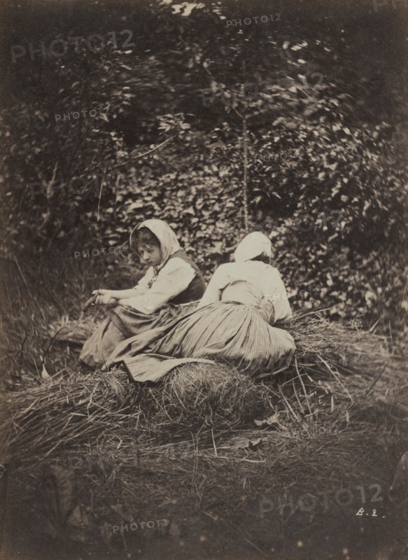 Two Peasant Girls Seated, 1870s. Creator: Auguste Giraudon's Artist (French).