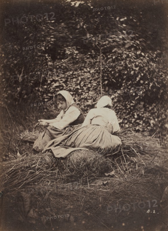 Two Peasant Girls Seated, 1870s. Creator: Auguste Giraudon's Artist (French).