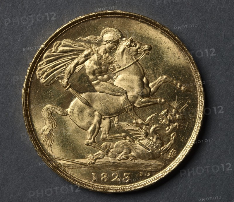 Two Pounds (reverse), 1823. Creator: Benedetto Pistrucci (Italian, 1784-1855).