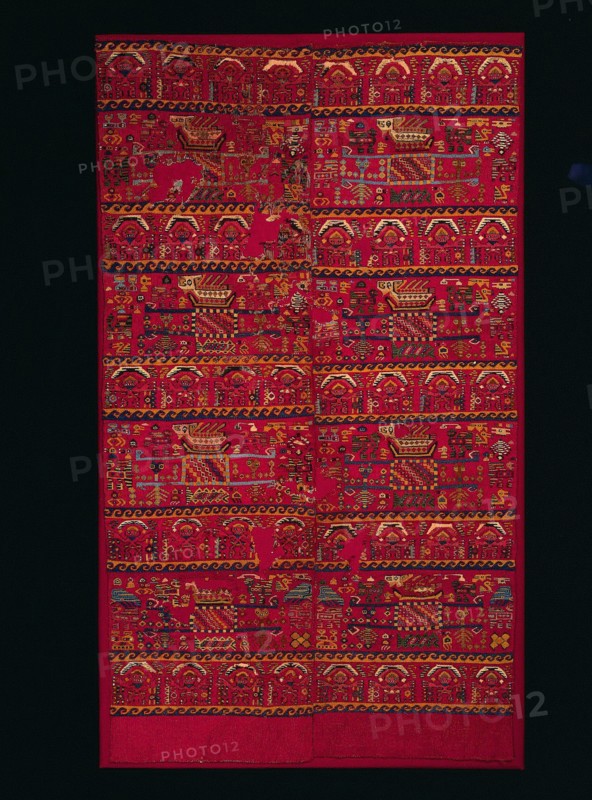 Two Tapestry-woven Panel Fragments, 1000-1460s. Creator: Unknown.
