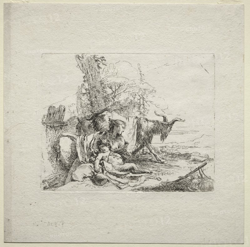 Various Caprices: The Woman with Tambourine, 1785. Creator: Giovanni Battista Tiepolo (Italian, 1696-1770).
