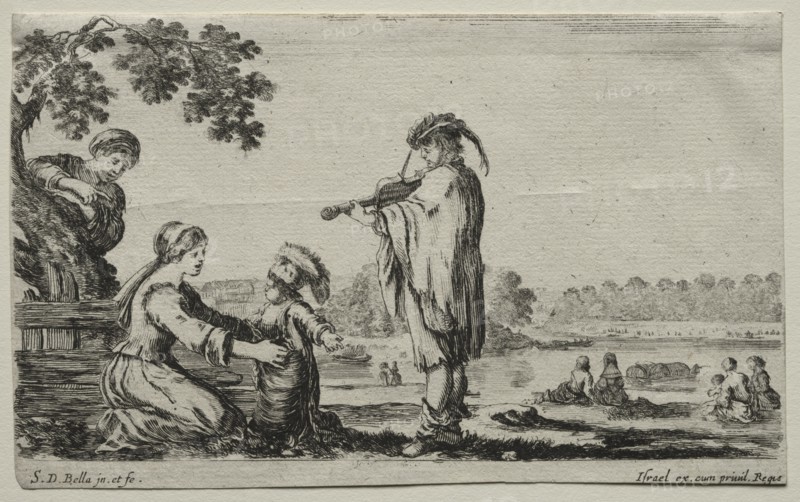 Various Figures and Landscapes: A Violin Player, 1649. Creator: Stefano Della Bella (Italian, 1610-1664).
