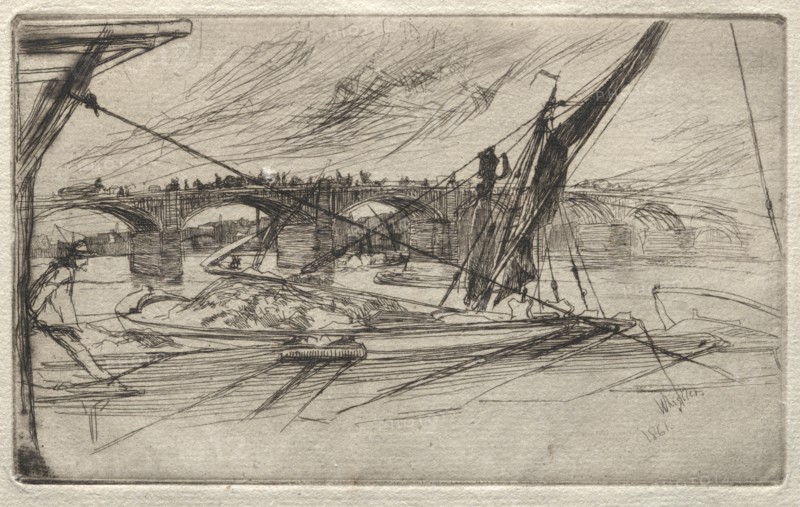 Vauxhall Bridge, 1861. Creator: James McNeill Whistler (American, 1834-1903).