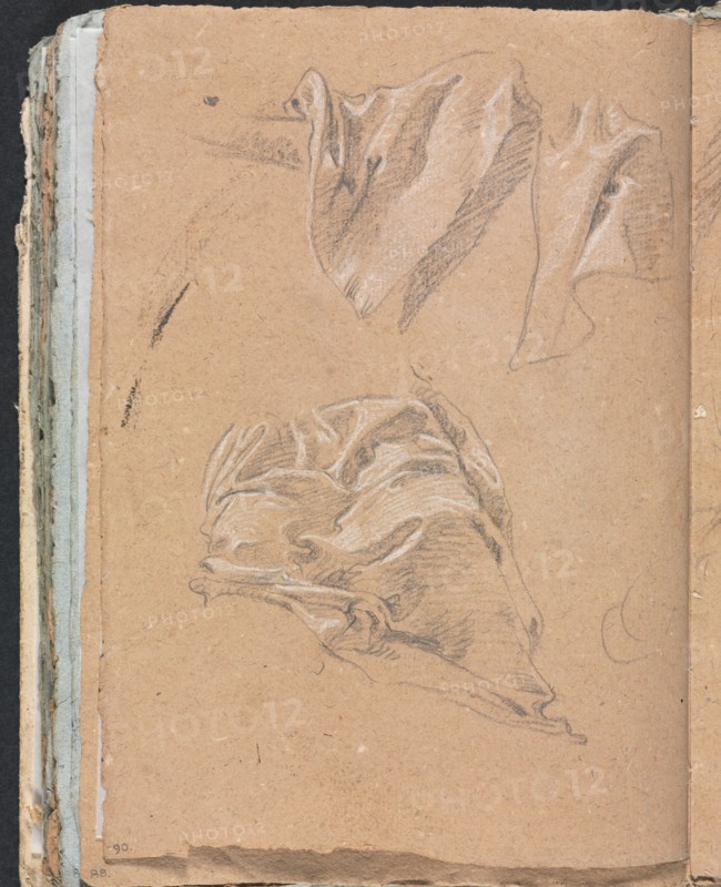 Verona Sketchbook: Drapery studies (page 90), 1760. Creator: Francesco Lorenzi (Italian, 1723-1787).