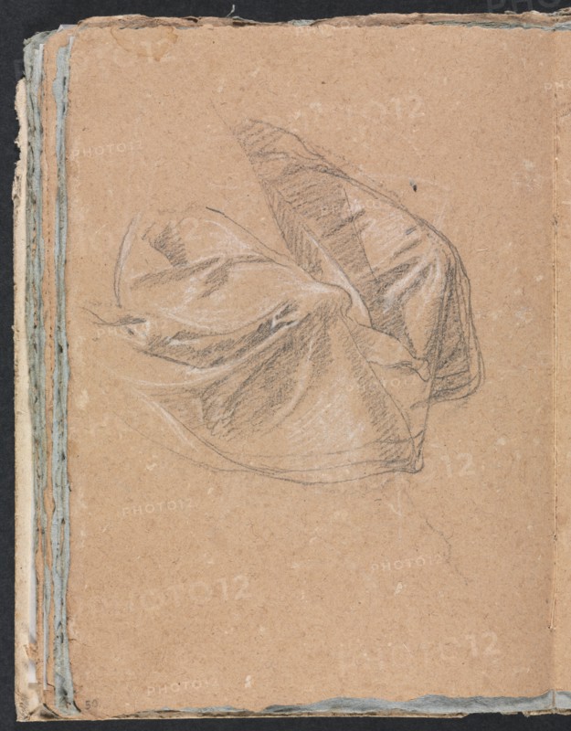 Verona Sketchbook: Drapery study (page 50), 1760. Creator: Francesco Lorenzi (Italian, 1723-1787).